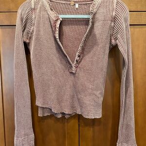 Free People One Women's Ribbed Long Sleeve Top - Pink
